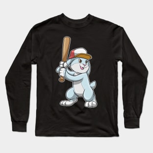 Rabbit at Baseball with Baseball bat Long Sleeve T-Shirt